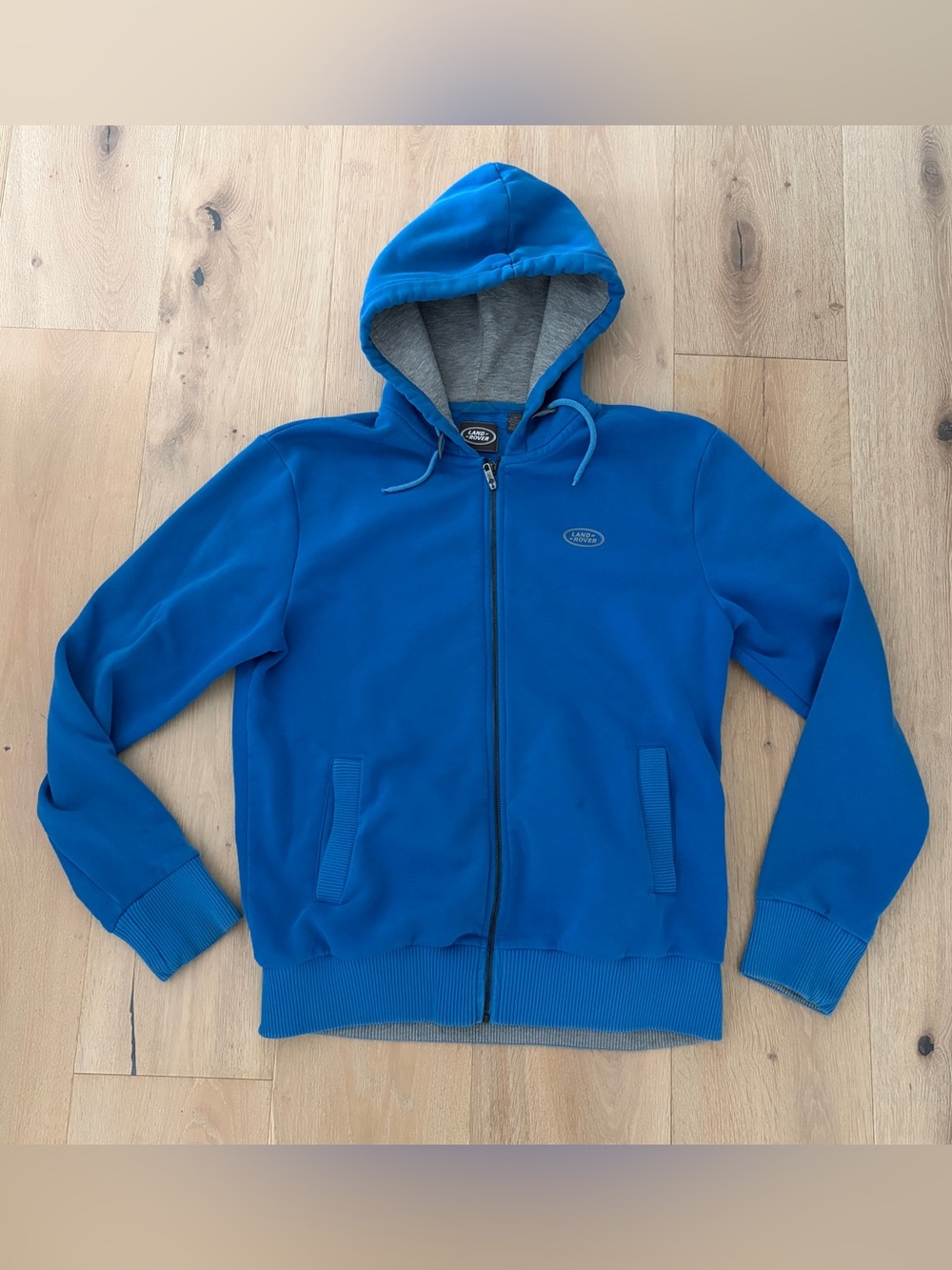 Land Rover Men’s XL Blue Full Zip Hoodie Sweatshirt Logo Fleece*@15